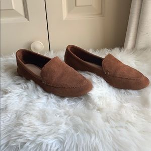 Faux suede slip on shoes